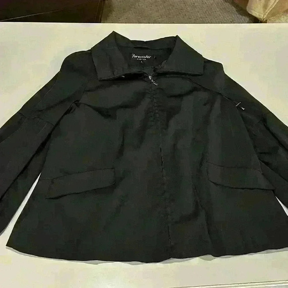 Forecaster Black A-Line puff Sleeves Coat Size Large with Back Pleat - Picture 1 of 5